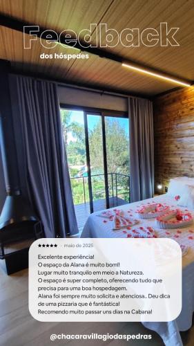Ένα ή περισσότερα κρεβάτια σε δωμάτιο στο Cabana Chácara Vilagio daspedras