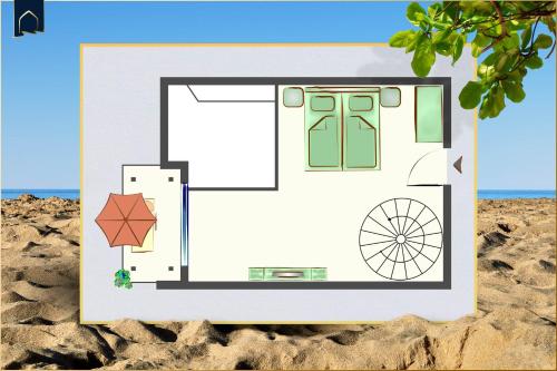 a diagram of a beach house on the sand at Am Strauchelfeld 5 Whg 7 in Ostseebad Koserow
