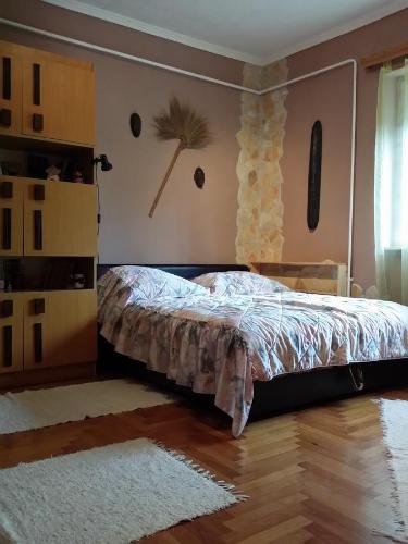 1 dormitorio con 1 cama en una habitación en Boris Apartman, en Gyula