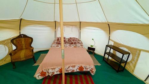 a room with a bed in a tent at El Huarango Eco Lodge in La Huaica