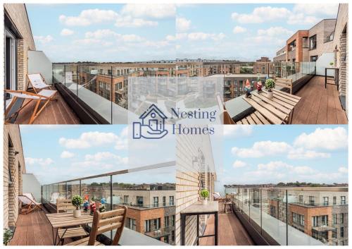 Un balcón o terraza de Step Free -Fully Private -Equipped Kitchen- 2 Bed 2 bathroom Dartford London Flat Mins from Bluewater and Station with 500mb Wifi