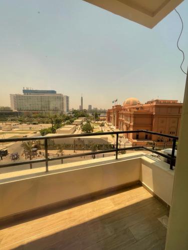 a balcony with a view of a city at Elevana Boutique hotel in Cairo