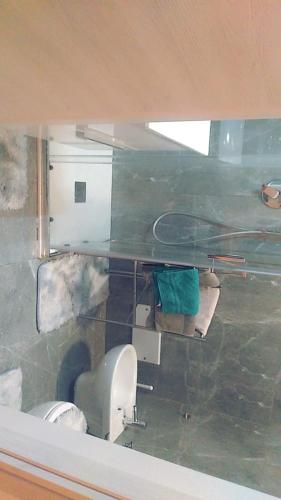 a bathroom with a toilet and a counter top at Executive center rooms in Bari