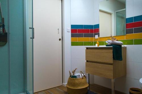 Bilik mandi di Chambre d'hôte Odile et les cycleux Tillie