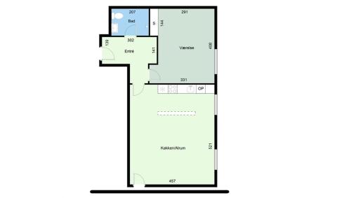 Central lejlighed med tag-terrasseの見取り図または間取り図