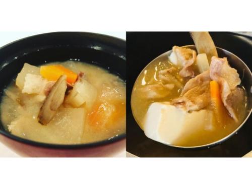 two pictures of a bowl of soup with meat and vegetables at Smile Hotel Tomakomai - Vacation STAY 68959v in Tomakomai