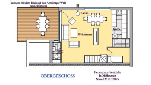 a floor plan of a house at Elegantes Ferienhaus Seeidylle mit Blick auf Möhnesee in Möhnesee