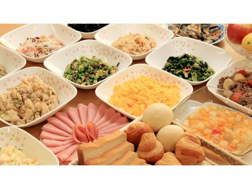 a bunch of different types of food on a table at Smile Hotel Nara - Vacation STAY 73737v in Nara