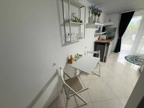 Dapur atau dapur kecil di Romantisches Studio inmitten von Weinbergen