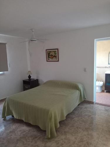 a bedroom with a green bed in a room at Mafalda in Tanti