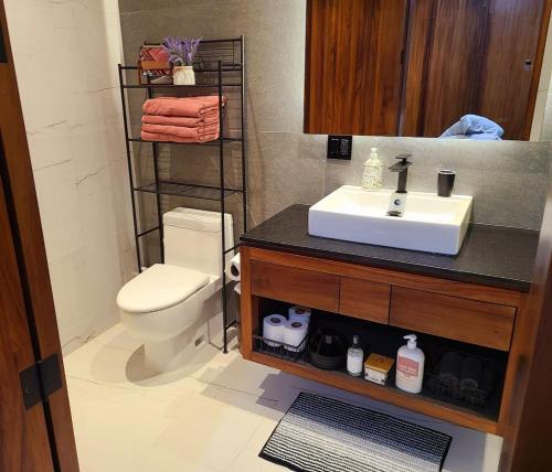 ein Badezimmer mit Waschbecken und Toilette in der Unterkunft Madero 320 in Puerto Vallarta