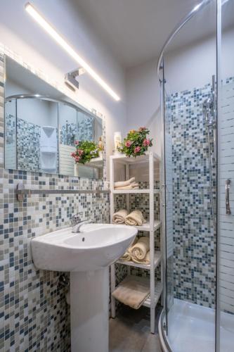 a bathroom with a sink and a shower at B&B Accademia in Verona