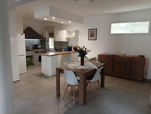 リベラにあるVilla Torreのキッチンにテーブルと椅子がある