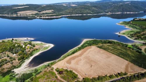 an aerial view of a large body of water at Poggio San Giacomo in Baschi