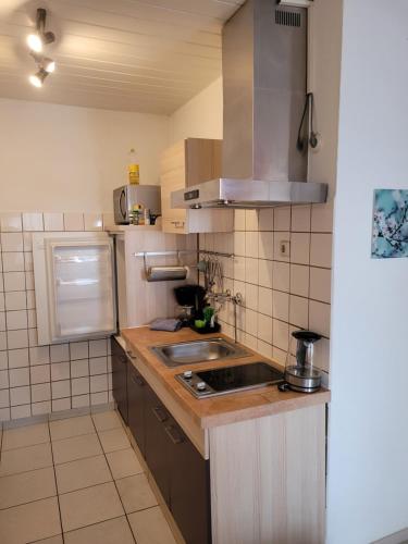 a kitchen with a sink and a stove top oven at Apartment in Innenstadtnähe in Darmstadt