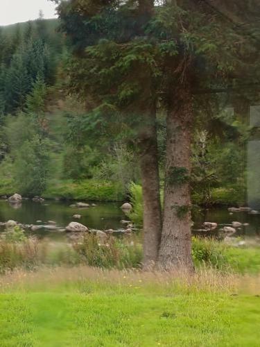 a view of a river from a train window at River Black Water inn in Garve