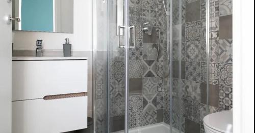 a bathroom with a shower and a sink at La casa di AnNa in Cervesina