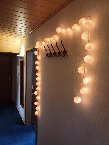 a wall with lights on the side of a room at Vacation home Albersloh close to Münster in Sendenhorst