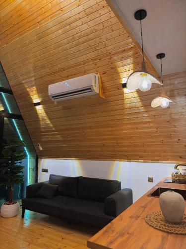 a living room with a couch and a air conditioner at Utopia Inn უტოპია ინნ in Batumi