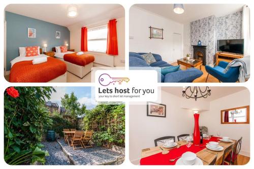 a collage of four pictures of a room at Magdala Cottage -Village Location- Dog Friendly in Kent