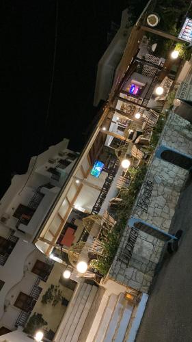 an overhead view of a building at night at Diamond Beach Apts & Studios in Stalida