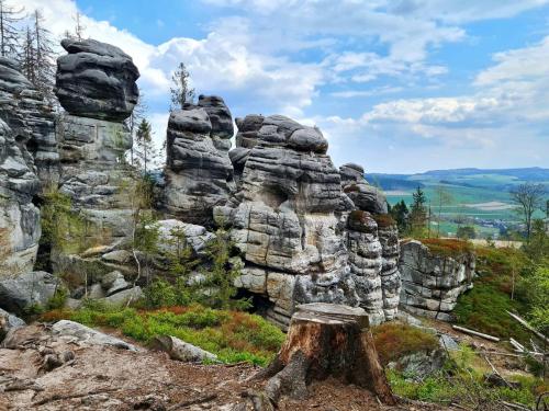 a rock formation on the side of a mountain at Adrspach family apartment in Teplice nad Metují