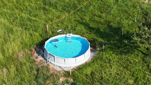 an overhead view of a boat in a field at Bergblick in Fahrni