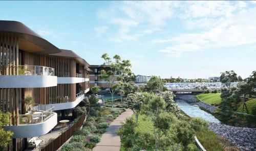 a view of a river from a building at Mia Mia at the Marina in Shellharbour