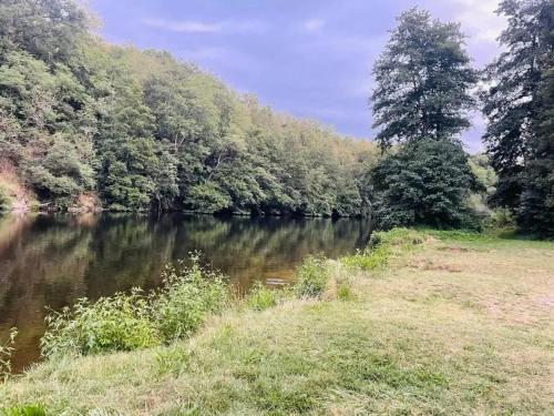 a river with trees on the side of it at Maison 3 Donasete T2 in Vieille-Brioude