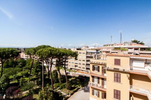 an aerial view of a city with buildings at Ostello Villa Monte Mario in Rome