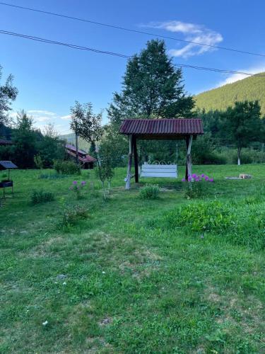 a park with a gazebo in the middle of a field at Котедж "Хата край села" in Tatariv
