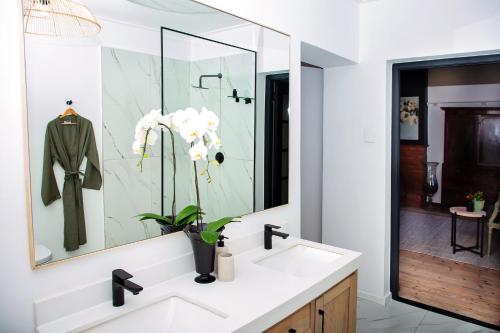 a bathroom with a sink and a mirror at Paarl Hideaway in Paarl