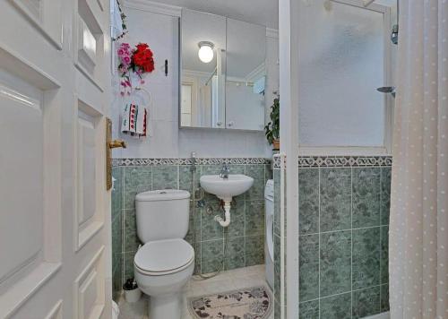 a small bathroom with a toilet and a sink at Apartamento Bougainvillea in Fuengirola