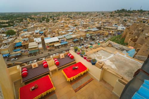 an aerial view of a city with buildings at Golden Vista Guest House in Jaisalmer