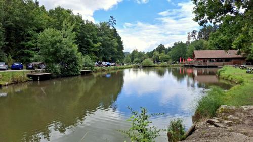 a river with cars parked on the side of it at FERIENHAUS Weinviertel in Pernersdorf