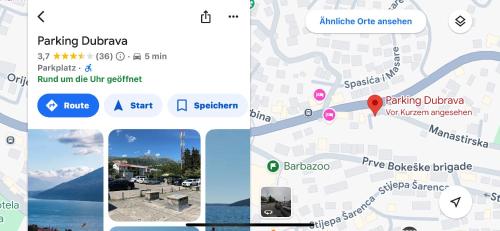 a map showing the location of a parking garage at Apartment Simo in Herceg-Novi