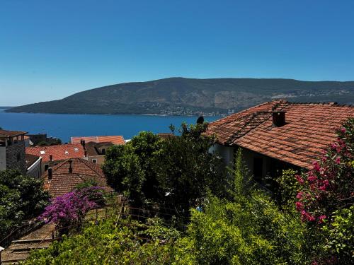 a view of a town with a lake in the background at Apartment Simo in Herceg-Novi