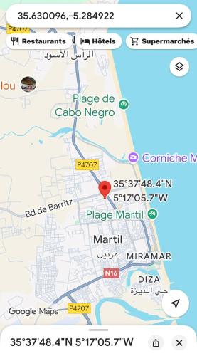 a map showing the location of magellan at Vacancia in Martil