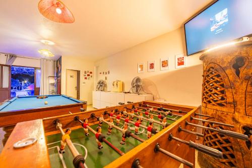 a room with a pool table and a tv at 4Ever Palace Design&Nature in Alcácer do Sal