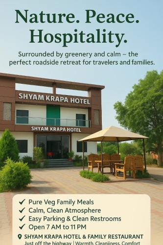 a flyer for a refuge peace hospital with a building at Shyam Krapa Hotel in Rīngas