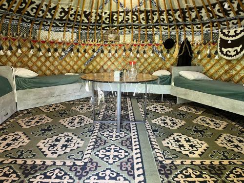 Traditional yurt with heated floor