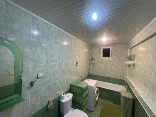 a bathroom with a toilet and a bath tub at Tazos Winery guest house in Abasha