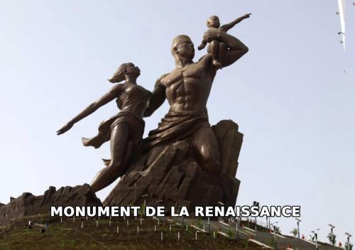 a statue with the words monument be la renunciation at Chez Ouly in Dakar