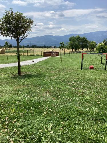 a field with a soccer ball and a goal at Villa Biser Gacke in Sinac