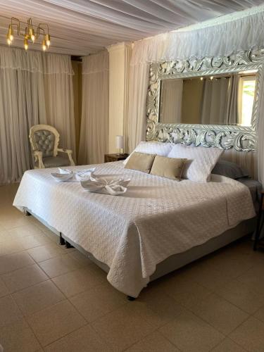 a bedroom with a large bed with a large mirror at Valle Suites, la Mejor Ubicación in Valledupar