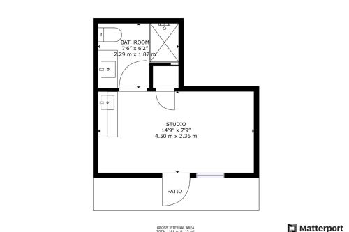 a floor plan of a small house at Casa Jardin - Boutique Suites in Downtown Santa Barbara in Santa Barbara