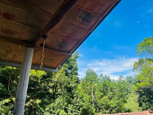een uitzicht vanaf onder een gebouw met bomen op de achtergrond bij Ella Mint Homestay in Ella