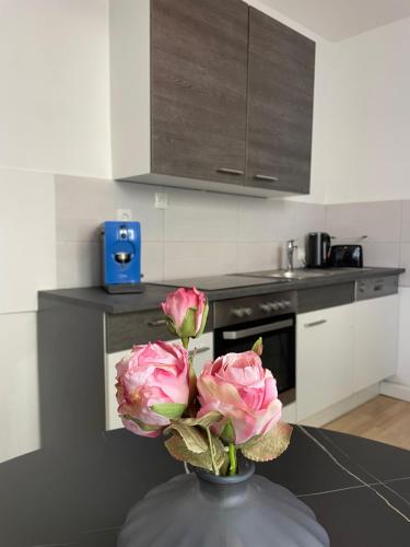 Η κουζίνα ή μικρή κουζίνα στο Fewo CityNest Kempten