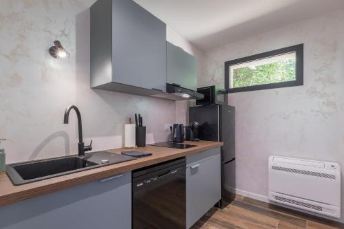 Kuchyň nebo kuchyňský kout v ubytování Le Studio Serviolan - Avec Jardin