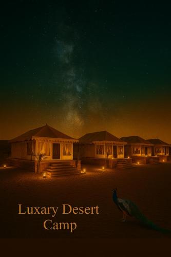 a view of a luxury desert camp at night at Morocco Luxury Camp Sam in Sām